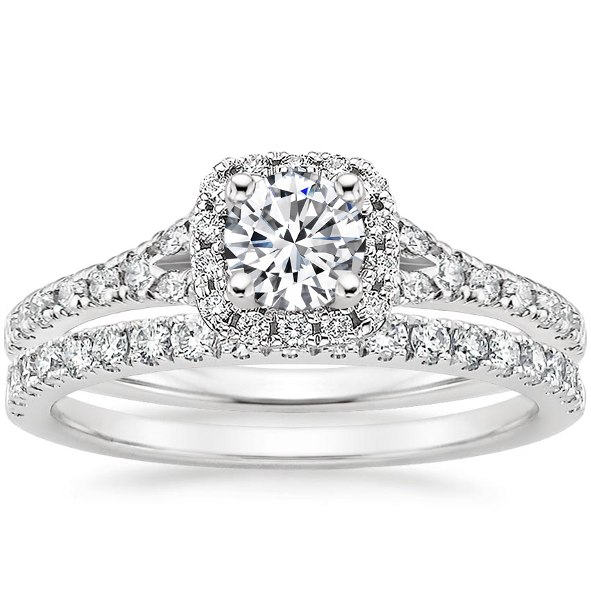 18K White Gold Joy Diamond Ring (1/3 ct. tw.) with Bliss Diamond Ring (1/5  ct. tw.)